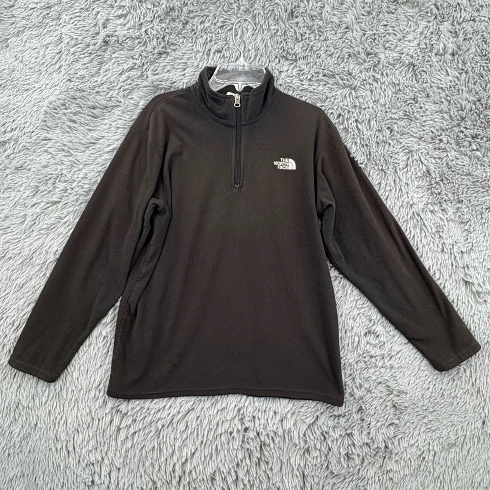 The North Face Pullover Boys XL TKA 100 Glacier Quarterzip Black Fleece Logo